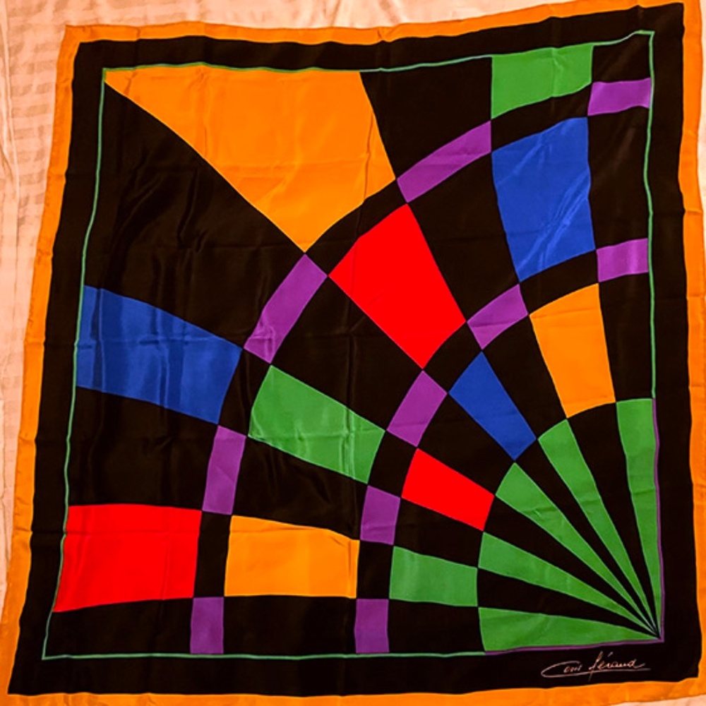 Vintage Louis Feraud Geometric Silk Scarf